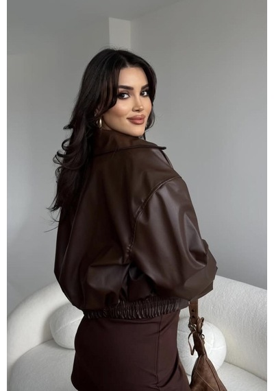 Belizmod London Belden Lastikli Kahverengi Kadın Bomber Deri Ceket Kahverengi Kahverengi Belizmod London Belden Lastikli Kahverengi Kadın Bomber Deri Ceket Kahverengi Kahverengi