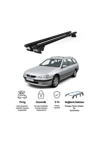 Venüs Peugeot 406 Station Wagon 1999-2005 Uyumlu Siyah Ara Atkı Port Bagaj Tavan Barı