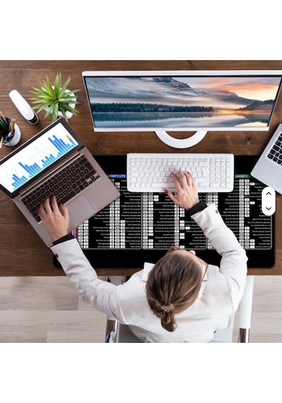 Mousepad 90x40 Xxl Büyük Boy Türkçe Klavye Kısayolları Mousepad Word Excel Powerpoint Office Gaming 90cm X 40cm