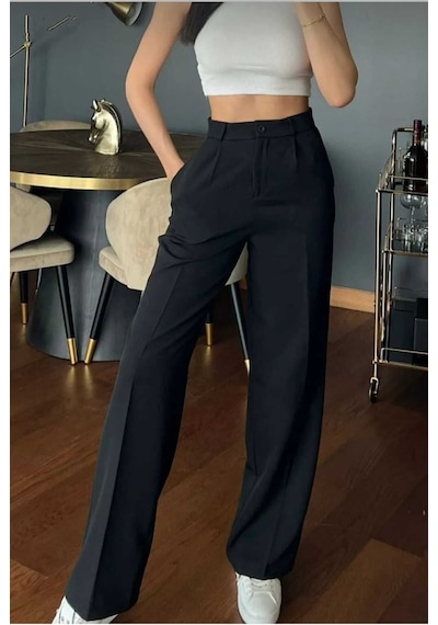 Back Kadın Siyah Çımalı Palazzo Pantolon Oversize Kesim Çımalısiyah20 Siyah