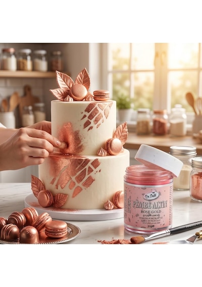 Metalik Toz Boya Rose Gold 10 Gr Yenilebilir Pasta Dekor Tozu