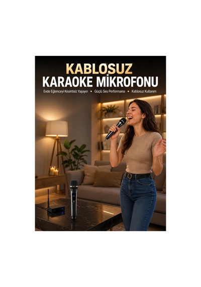 Profesyonel Kablosuz Mikrofon Seti Çift Mikrofonlu Renkli