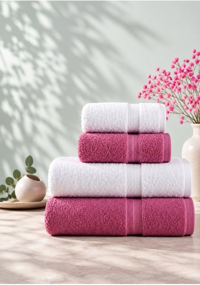 Can 4 Lü Hamam Seti 2 Adet 90 140 Ve 2 Adet 50 90 Pembe