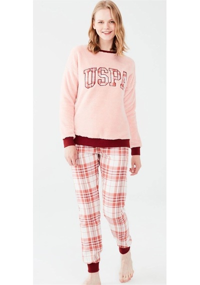 U.S. Polo Assn. U.s Polo Assn. 16651 Kadın Uzun Kollu Pijama Takımı-somon
