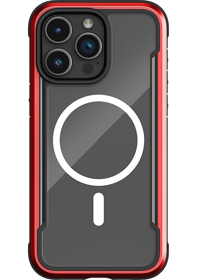 Apple Uyumlu iPhone 15 Pro Max Kılıf Magsafe Airbagli Raptic Shield Serisi Şeffaf Arka Yüzey Kapak Kırmızı Kırmızı