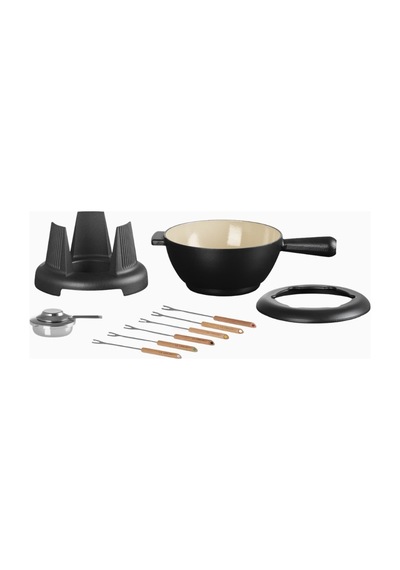 Le Creuset 6 Kişilik Lüks Döküm Fondü Seti Mutfak Ekipmanları Mat Siyah 4