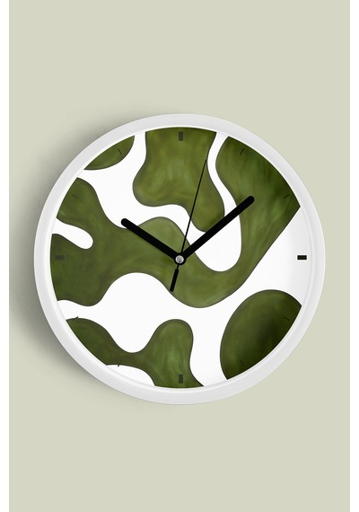 Soyut - Bohem Modern Duvar Saati - 30cm - Önü Camlı Beyaz Kasa - Sessiz Mekanizma-jh0715 Beyaz