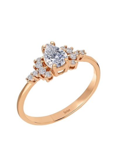 Sirius Pırlanta Ve Damla Kesim Beyaz Topaz Lacrima Yüzük 47R0015