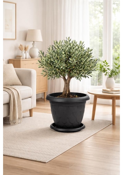 Omnipazar So-d010 Damla Desen Tabaklı Saksı Takımı 25 Litre No:10 Antrasit 116