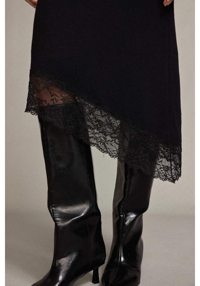 Defacto Slim Fit Dar Kesim Normal Bel Midi Etek G6622ax25wnbk81 Siyah-bk81