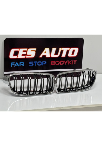Bmw 3 Serisi F30 2012-2018 Krom Siyah Çift Çıta Panjur Böbrek Seti