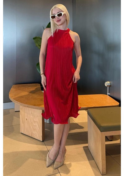 Madmext Kırmızı Halter Yaka Kadın Elbise Mg2351 Kırmızı
