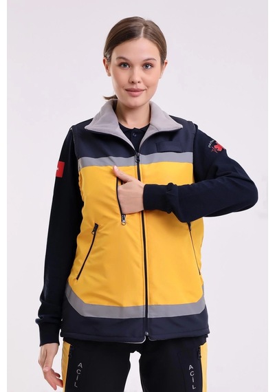 Paramedik Unisex Kışlık Yelek - Sarı