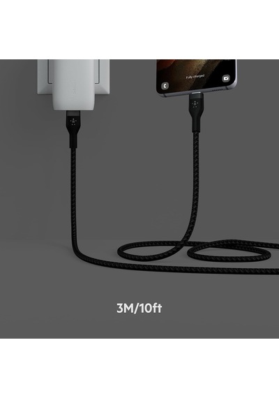 Boostcharge Pro Flex Örgülü Usb C Tipi - C Kablosu 3m/10ft , Usb-ıf Sertifikalı Güç Dağıtımı Pd Hızlı Şarj Kablosu - Siyah
