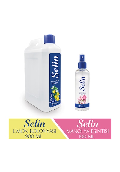 Selin Limon Kolonyası 900 ML + Manolya Esintisi Sprey Kolonya 100 ML