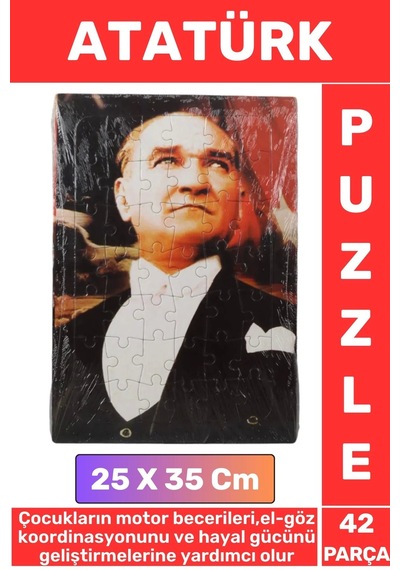 Premium Eğitici Eğlenceli El-göz Koordinasyonu Motor Becerisi Geliştiren 42 Parça Puzzle Atatürk
