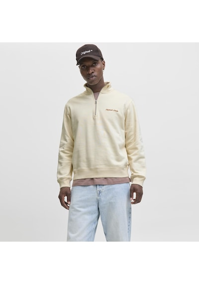 Jack & Jones Erkek Yarim Fermuarli Dik Yaka Sweatshirt - Norrebro - 12282899 Antique White