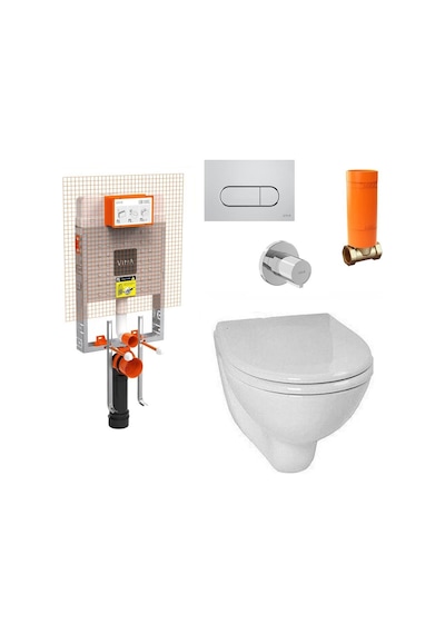 VitrA Arkitekt Asma Klozet,yavaş Kapak,gömme Rezervuar Tam Set 800-2027 Beyaz