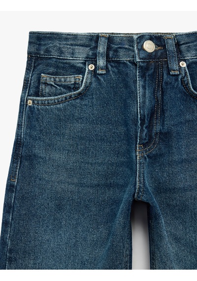 Koton Pamuklu Cepli Rahat Kesim Balon Form Denim Pantolon Dark Indıgo 7wkb40014td Koyu İndigo