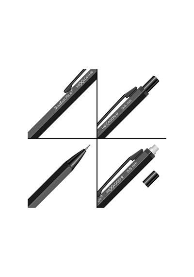 Scrikss Office Hexagonr Mekanik Kurşun Kalem Siyah 0.5 Mm Genel