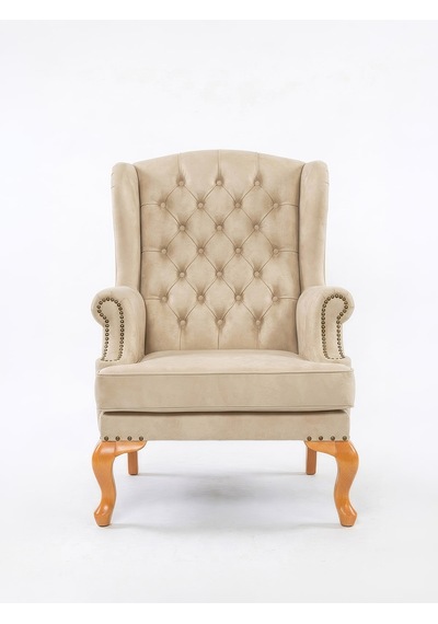 Crown Chester Klasik Ahşap Berjer Natural