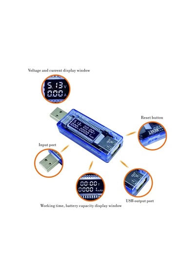 Kws-v20 Led Ekranlı Usb Voltmetre Ampermetre Usb Şarj Ve Kapasite Cihazı