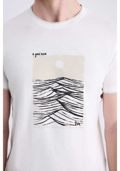 Twn Slim Fit Ekru Düz %100 Pamuklu T-shirt 2ec143831113m E01