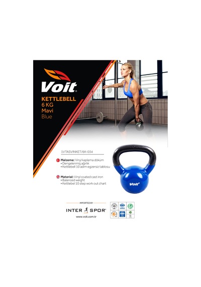 Voit Vinyl Kettlebell 6  KG Mavi