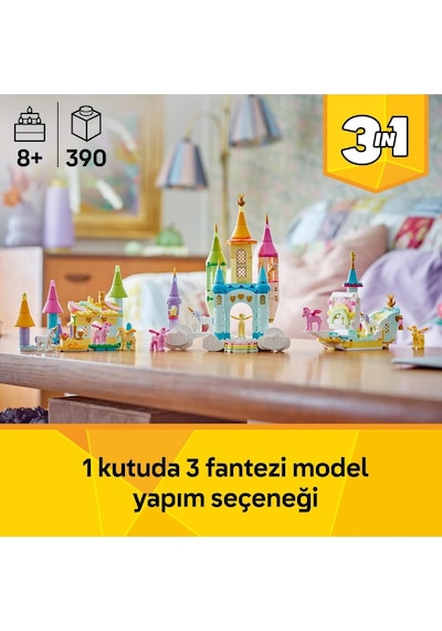 Creator 3'ü 1 Arada Tek Boynuzlu At Kalesi 31175 - 8+ Çocuklar İçin Oyuncak Yapım Seti 390 P
