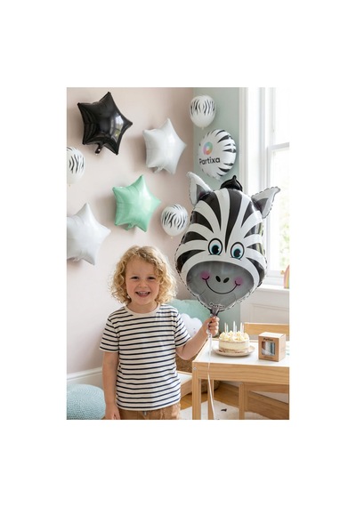 Safari Zebra Kafa Folyo Balon 28x46 Cm Safari Temalı Çocuk Doğum Günü Parti Süsü Çok Renkli