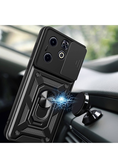 İnfinix Smart 8 Kılıf Magnetik Standlı Kamera Korumalı Sürgülü Vega Kapak - Mavi Mavi