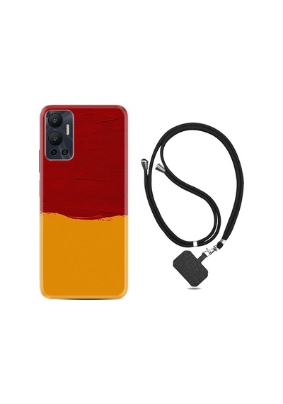 Infınıx Hot 12 Kılıf Ipli Boyun Askılı Desenli Silikon Sarı Kırmızı Boya 1708