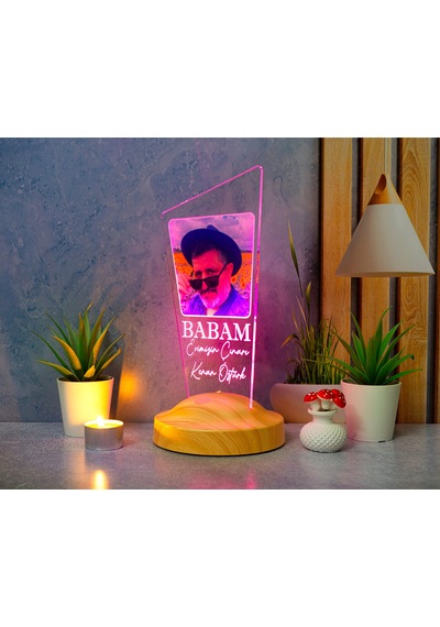Babaya Hediye, Resimli , Babalar Günü Hediyesi, Babama Hediye,fotoğraflı Renkli 3d Led Lamba