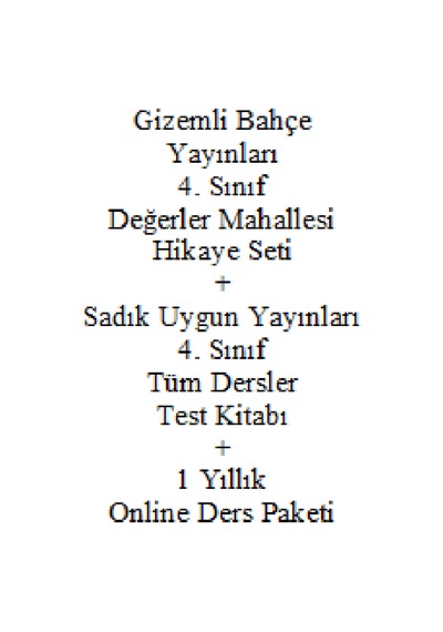 4. Sınıf Hikaye Kitabı Seti Değer Mahallesi + Sadık Uygun Yayınları Tüm Dersler 4. Sınıf Test Kitabı + 1 Yıllık Online Ders Paketi﻿﻿