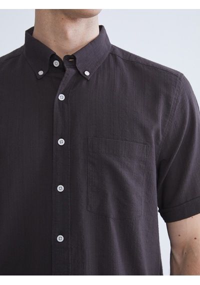 Lcwaıkıkı Classic Kahverengi Regular Fit Kısa Kollu Erkek Gömlek