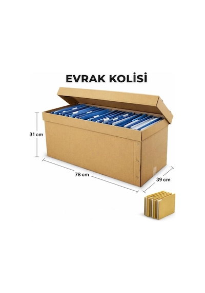 Kolix 10 Adet Arşiv Kutusu Arşiv Kolisi Dosya Kutusu Klasör Kutusu Zımbalı Dosya Kutusu Karton Koli 78x39x31cm