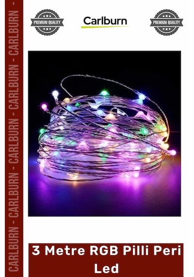 Periled Renkli Dekoratif Bakır Tel Işıklandırma Yılbaşı Süsleme 3 Metre Rgb Pilli Peri Led