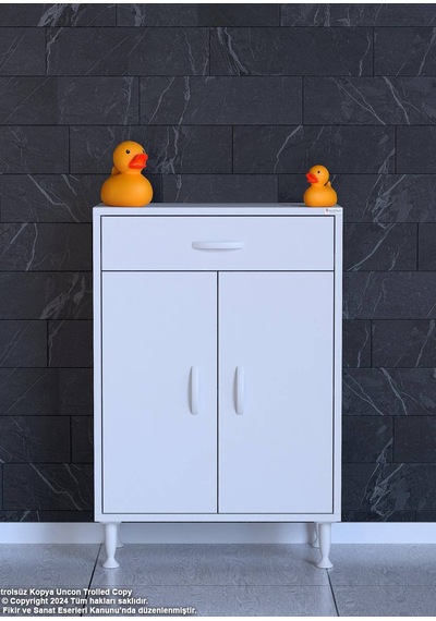 Eliusta Fre 65 Cm Çok Amaçlı Dolap 1 Raflı Tek Çekmeceli Banyo Mutfak Dolabı 65x88x32,5 Cm Organizer Dolap Beyaz