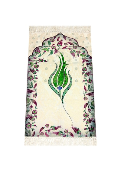 Çocuk Seccadesi - Lale Desenli - Yeşil Renk