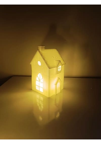 Kış Evi Mumluk Noel Yılbaşı Süsü Dekoratif Biblo Tealight Mumluk Seti Mum Dahildir