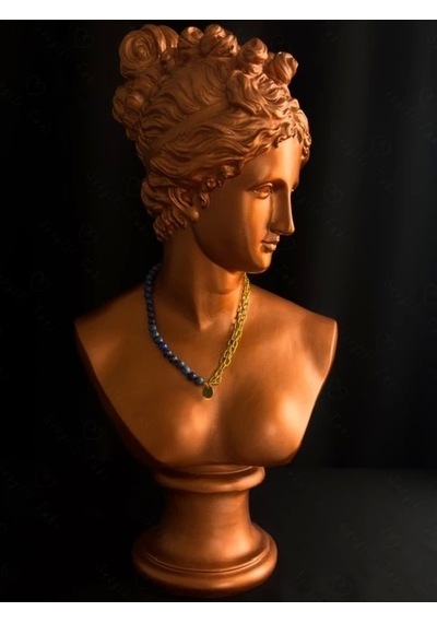 Lapis Lazuli Doğal Taş Kabartma Zincirli Gold Çelik Kolye Altın