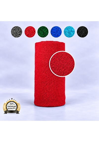 Hortumtech Kıvırcık Paspas Kir Tutucu Pvc Kapı Önü İç Dış Mekan Eko 12 Mm - Kırmızı 100 X 200 Cm