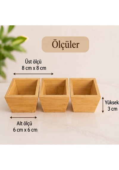 Bambu Kare Çerezlik - Üçlü Kahverengi