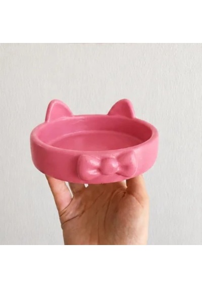 Papyon Model Beton Kedi Köpek Mama Ve Su Kabı 16 Cm Çap - Pembe