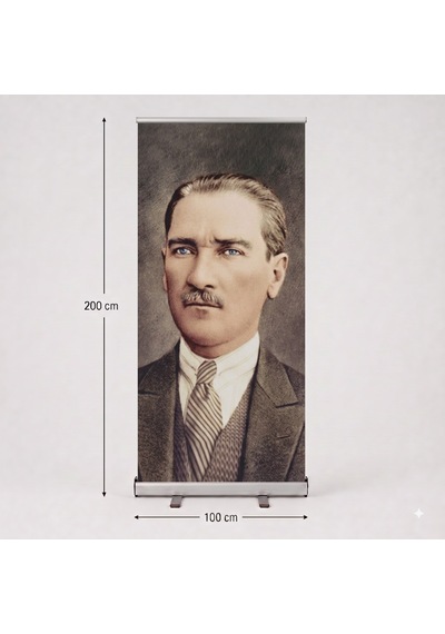 Atatürk Poster Baskılı Roll Up Banner 100x200cm No:2 Diğer