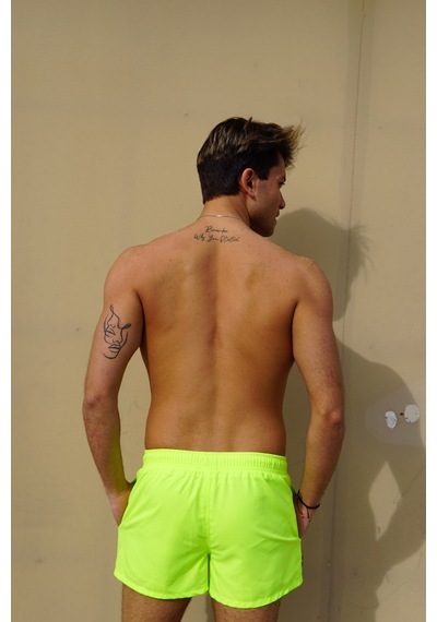 Miami Beach Neon Sarı Kısa Boy Erkek Deniz Ve Havuz Şortu Neon Sarı