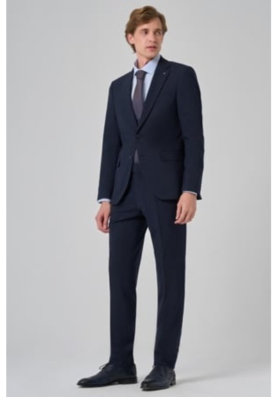 Morven Erkek Lacivert Slim Fit Mono Yaka Yelekli Takım Elbise 26mc001026200 Lacivert