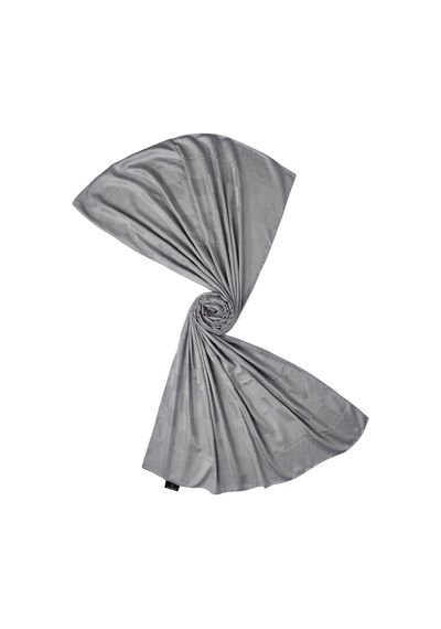 Mim Eşarp Emproyal Silver Jakar Dama Desenli Şal 75x190 Cm Gümüş