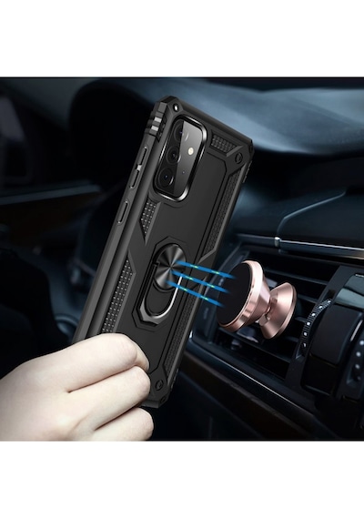 Samsung Galaxy Uyumlu M30s Yüzüklü Standlı Tank Zırh Silikon Kılıf