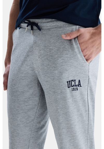 Ucla Connor Gri Paçası Lastikli Eşofman Altı Nakışlı Standard Fit Erkek Eşofman Alt Gri